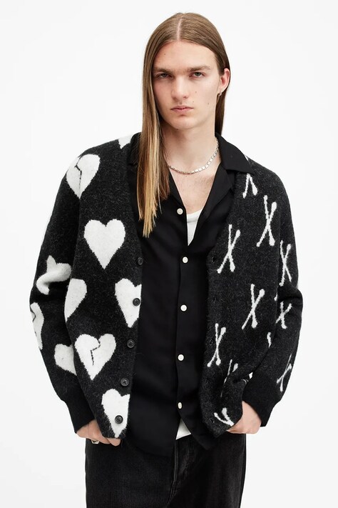 Vlněný svetr AllSaints BONEBREAK černá barva, M059KB