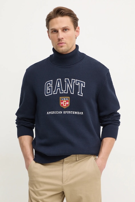 Свитер Gant мужской цвет синий с гольфом 8030224