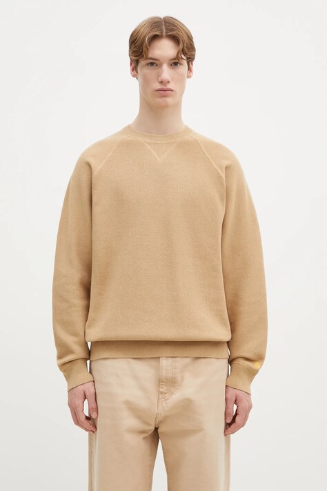 Бавовняний светр Carhartt WIP Chase Sweater колір бежевий  I028581.2N1XX