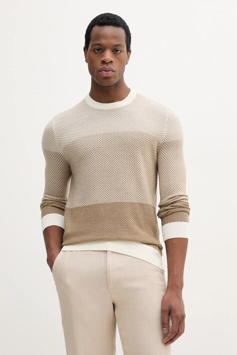 Шерстяной свитер Liu Jo мужской цвет бежевый лёгкий QA5016 MA94P