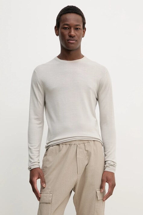 BARENA VENEZIA gyapjú pulóver Camicia Mola könnyű, férfi, szürke, KNU5111.429