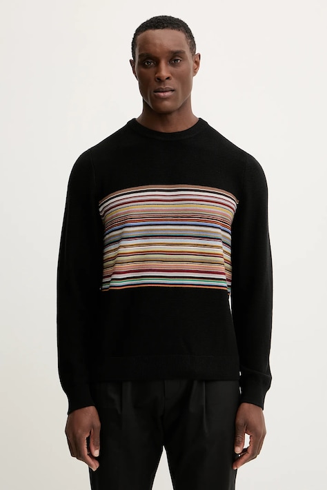 Шерстяной свитер Paul Smith мужской цвет чёрный лёгкий M1R-253Z-P02589