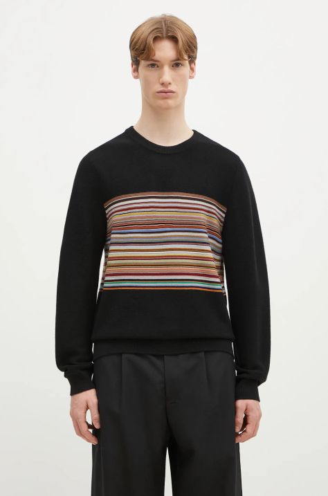 Paul Smith sweter wełniany męski kolor czarny lekki M1R-253Z-P02589