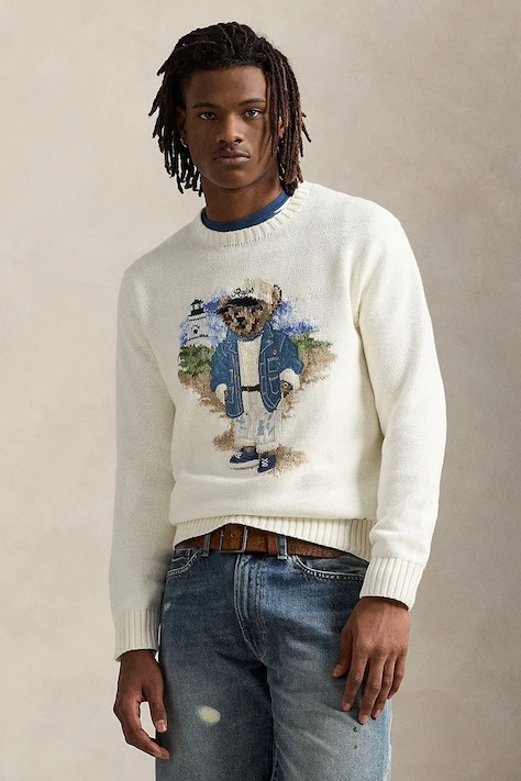 Polo Ralph Lauren sweter bawełniany męski kolor biały 710964797