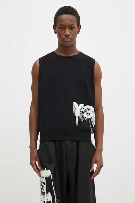 Vesta Y-3 Knit Vest pánska, čierna farba, JN1983