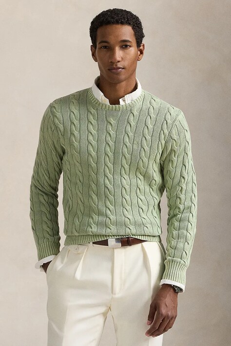 Polo Ralph Lauren sweter bawełniany Pullover męski kolor zielony 710965867