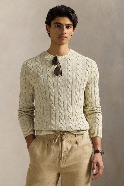 Polo Ralph Lauren sweter bawełniany Pullover męski kolor beżowy 710965867