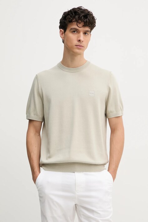 Pulover s dodatkom kašmira BOSS Orange za muškarce, boja: bež, lagani, 50538267