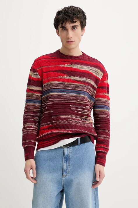 Desigual pulover LAVA barbati, culoarea bordo, 25SMJF02