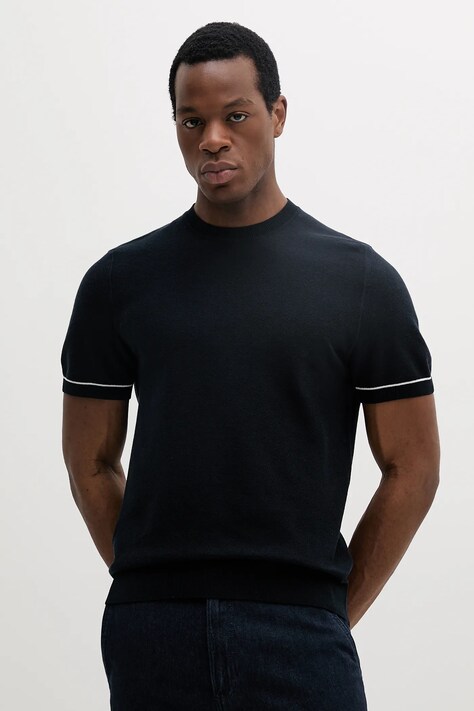 Tričko BOSS pánske, tmavomodrá farba, jednofarebné, 50537642