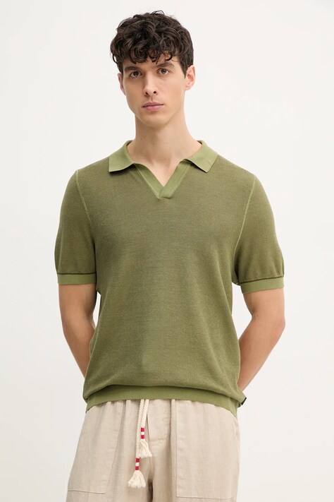 BOSS polo męski kolor zielony gładki 50537654