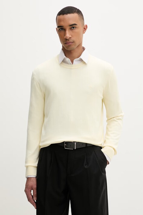 Calvin Klein Πουλόβερ ανδρικό βαμβακερό κίτρινο LV040BM343