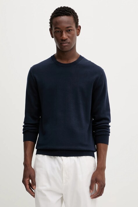 Calvin Klein sweter bawełniany męski kolor granatowy lekki LV040BM343