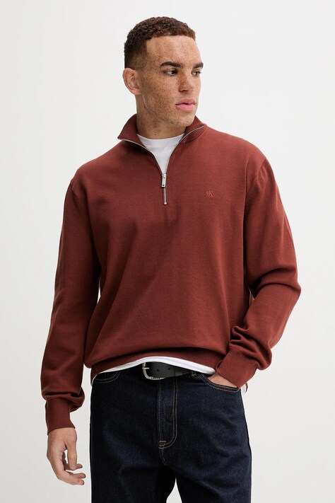 Calvin Klein sweter bawełniany kolor pomarańczowy lekki LV040BM343