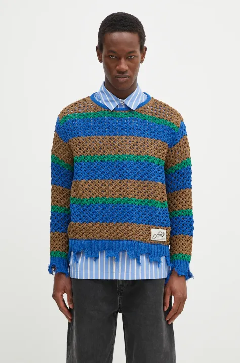 Andersson Bell maglione Damaged Stripe Boatneck uomo colore marrone  atb1239u