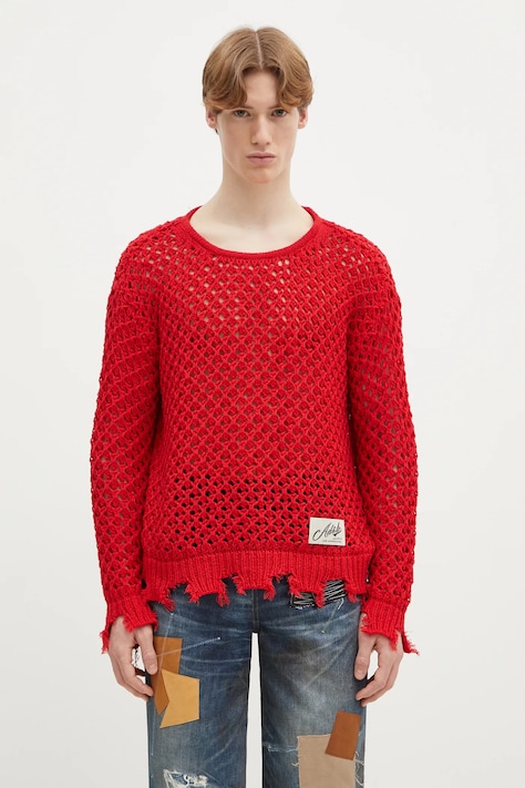 Sveter Andersson Bell Damaged Boatneck pánsky, červená farba, teplý, atb1240u