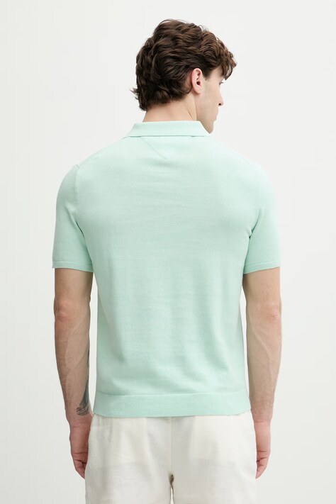 Tommy Hilfiger polo męskie bawełniane turkusowe MW0MW37396