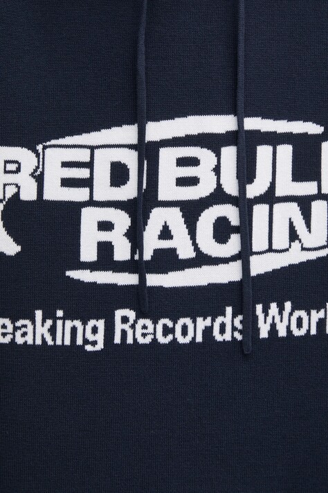 Бавовняний светр Red Bull Racing x Pepe Jeans INTARSIA HOODY — SS25-SWM07K, темно-синій — фото 5