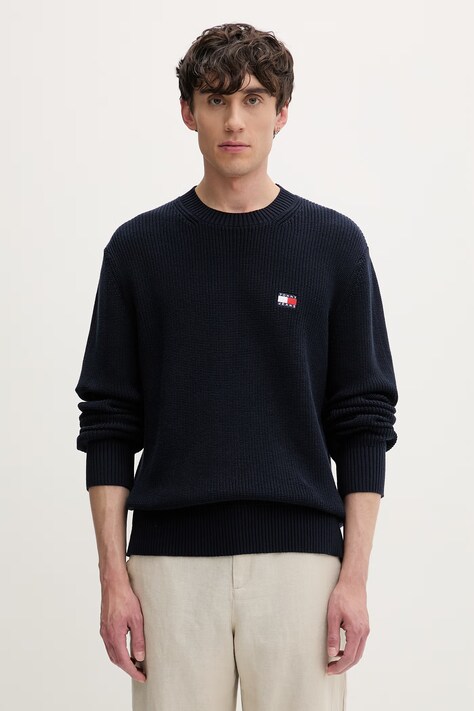 Tommy Jeans πουλόβερ ανδρικό βαμβακερό σκούρο μπλε DM0DM20923