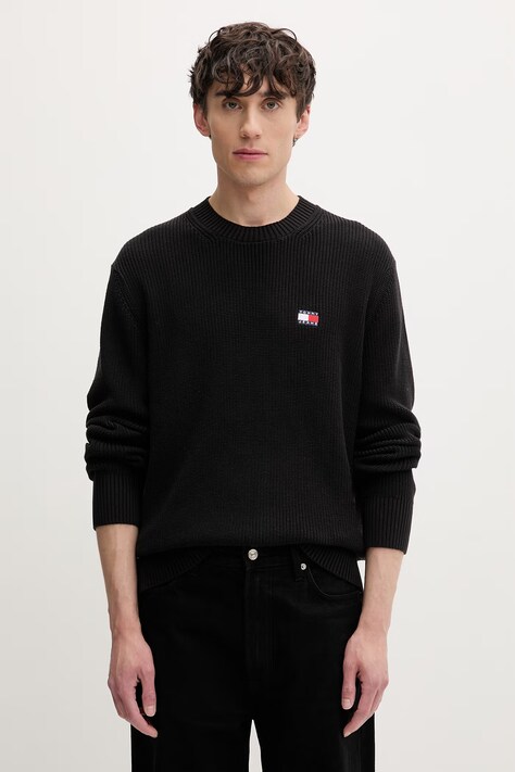 Tommy Jeans πουλόβερ ανδρικό βαμβακερό μαύρο DM0DM20923