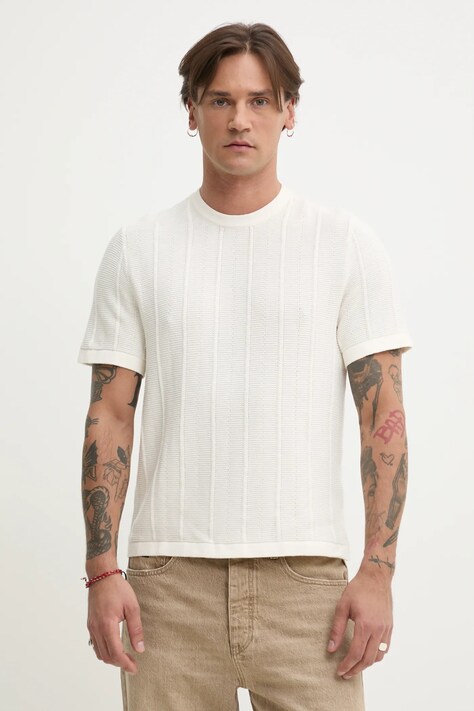 Abercrombie & Fitch t-shirt bézs, férfi, sima, KI120-5071