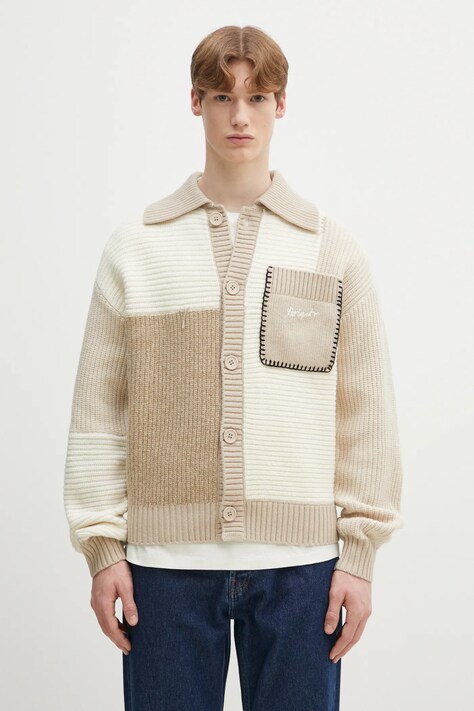Вовняний кардиган Axel Arigato Franco Patch Cardigan чоловічий колір бежевий A3066002