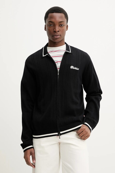 Βαμβακερή ζακέτα Dickies χρώμα: μαύρο, DK0A4Z79BLK1