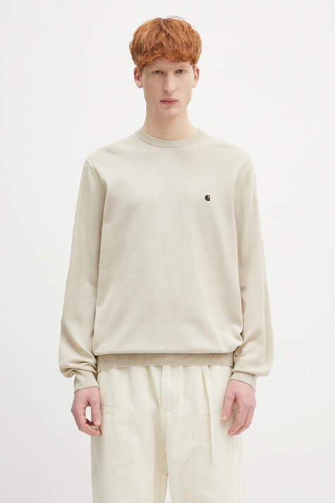Bavlněný svetr Carhartt WIP Madison Sweater pánský, béžová barva, I030033