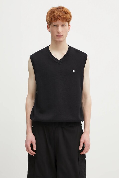 Бавовняний светр Carhartt WIP Madison Vest Sweater колір чорний  I033036