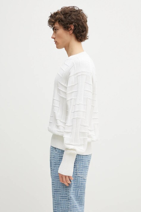 Kenzo sweter bawełniany Weave męski kolor biały ciepły FF55PU7083CB.02