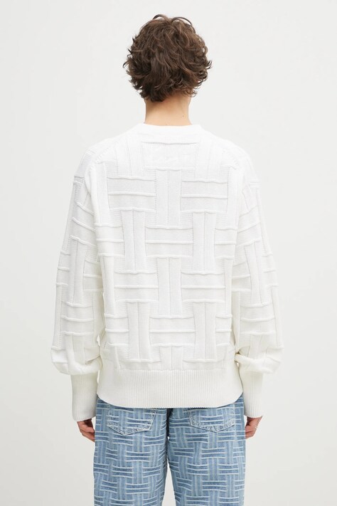 Kenzo sweter bawełniany Weave męski kolor biały ciepły FF55PU7083CB.02