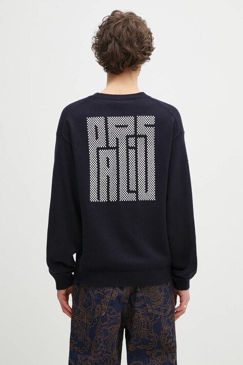 Kenzo sweter wełniany Kamon męski kolor granatowy FF55PU7283BA.79
