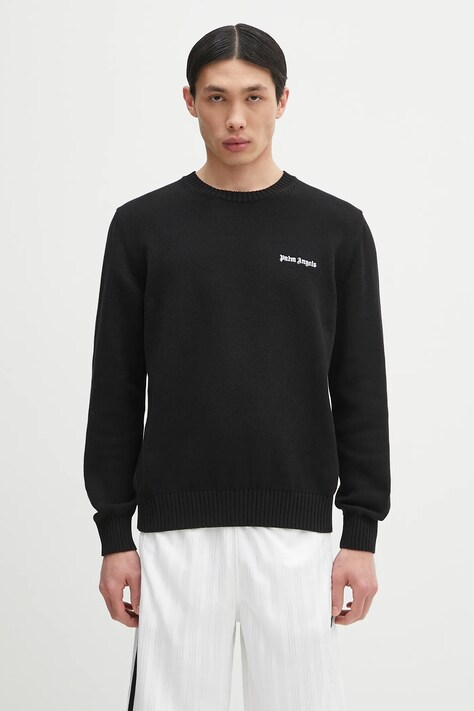 Bavlnený sveter Palm Angels Classic Logo Emb čierna farba, PMHE027C99KNI0021003