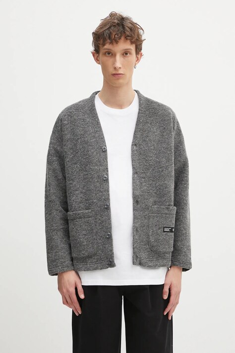 NEIGHBORHOOD woolen cardigan Wool Jersey Cardigan gray color 242FPNH.CSM14