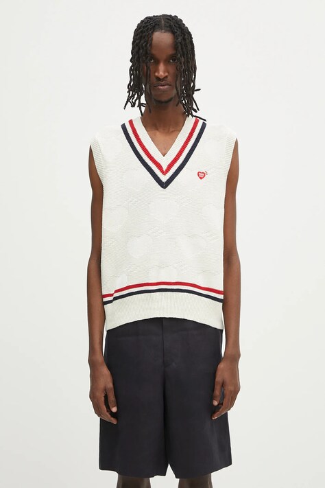 Лляний жилет Human Made Heart Knit Vest колір бежевий  HM29CS006
