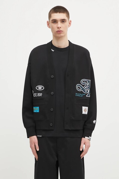 Dukserica AAPE Main Zip Up boja: crna, s aplikacijom, AAPSWMC324XXO