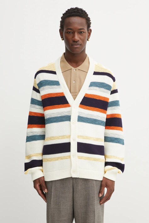 Maison Kitsuné sweter Comfort Striped męski kolor beżowy OM00506KT1129