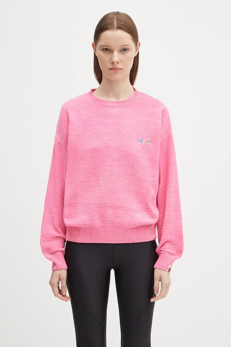 A Bathing Ape sweter BAPE chenille kolor różowy 1K80220003