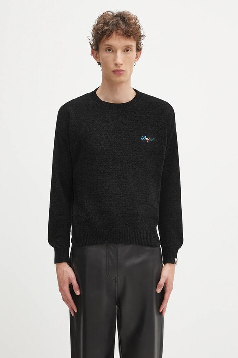 A Bathing Ape jumper BAPE chenille black color 1K80220003