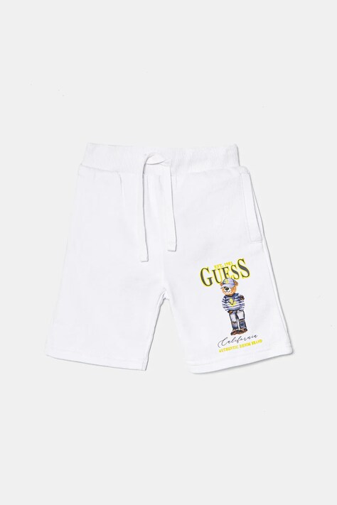 Guess pantaloni scurți din bumbac pentru copii culoarea alb, talie reglabila, N5RD03 KAD74