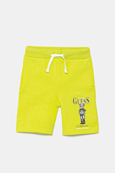 Guess pantaloni scurți din bumbac pentru copii culoarea verde, talie reglabila, N5RD03 KAD74