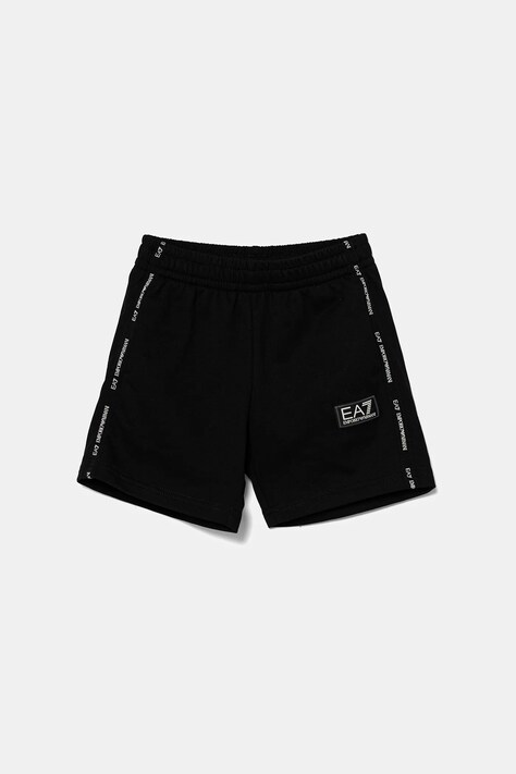 EA7 Emporio Armani pantaloni scurți din bumbac pentru copii culoarea negru, talie reglabila, 7B000057 AF10380