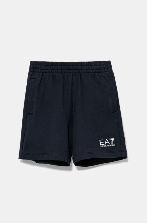 EA7 Emporio Armani pantaloni scurți din bumbac pentru copii culoarea albastru marin, talie reglabila, 7B000026 AF10380