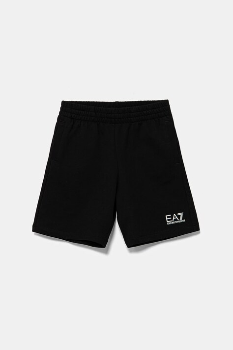 EA7 Emporio Armani pantaloni scurți din bumbac pentru copii culoarea negru, talie reglabila, 7B000026 AF10380