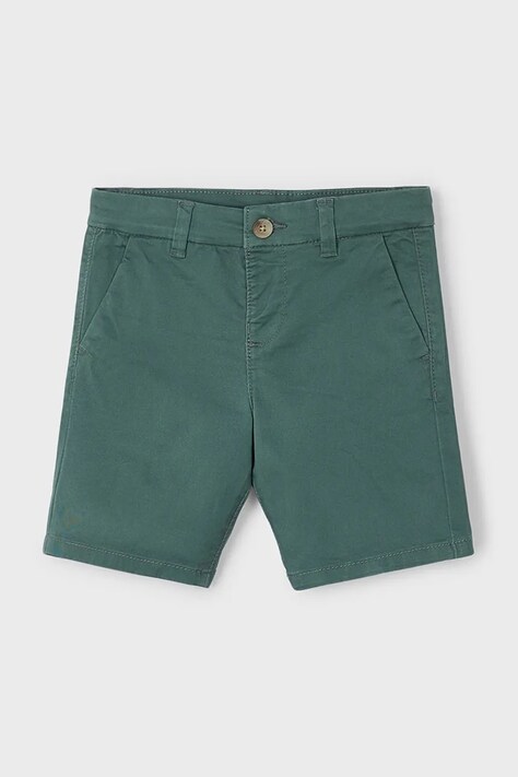 Mayoral pantaloni scurti copii chino serża basic culoarea verde, 202