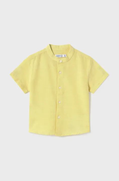 Mayoral camicia per bambini in lino misto colore giallo 1110