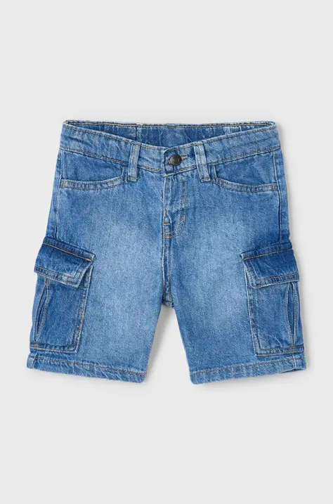 Mayoral pantaloni scurti din denim pentru copii cargo culoarea albastru marin, 3229