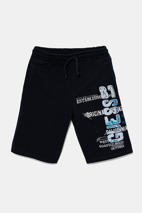 Детские хлопковые шорты Guess цвет синий регулируемая талия L5GD06 KA6R4