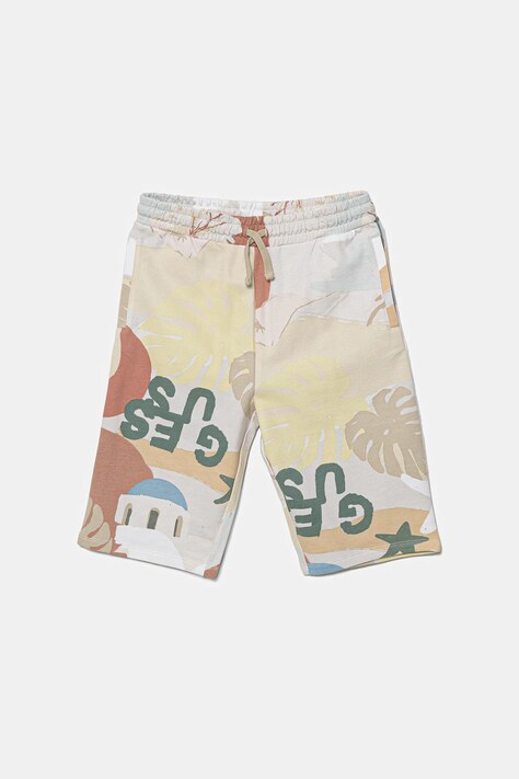 Guess pantaloni scurți din bumbac pentru copii culoarea bej, talie reglabila, L5GD10 KA6R4