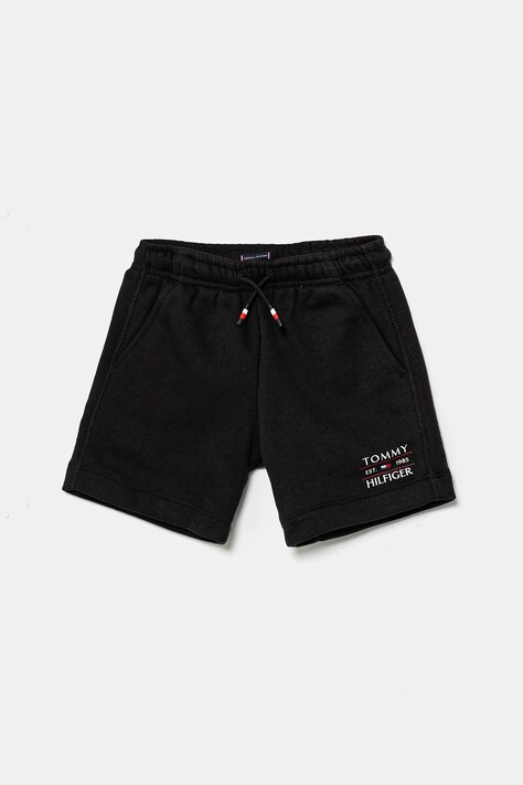 Detské krátke nohavice Tommy Hilfiger čierna farba, nastaviteľný pás KB0KB09481